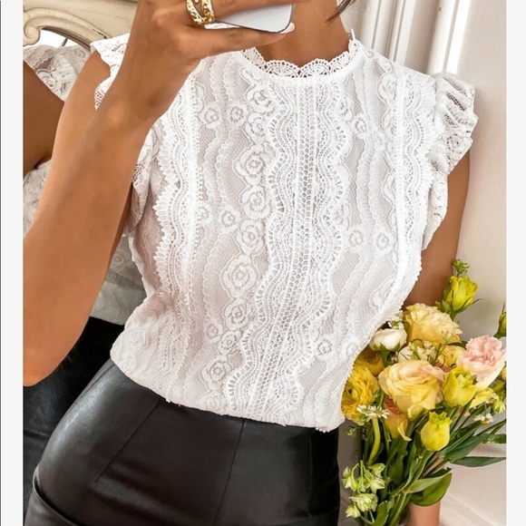 Boho Floral Mesh Lace Butterfly Sleeve Top Blouse Blue - Picture 9 of 14